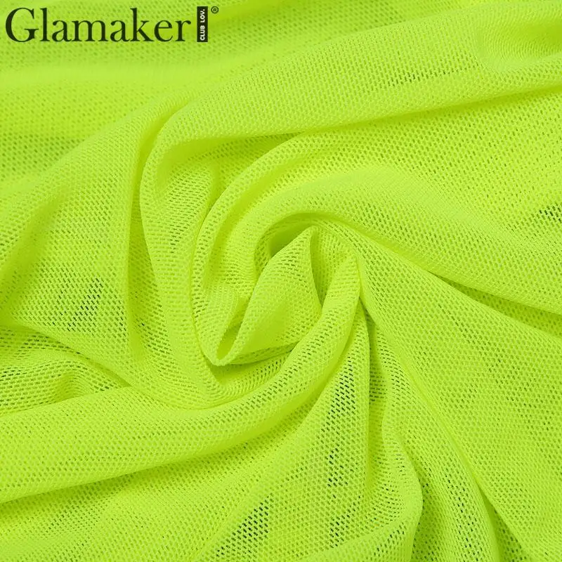 Glamaker String tansparent Сетчатое облегающее платье для женщин летнее Плиссированное мини