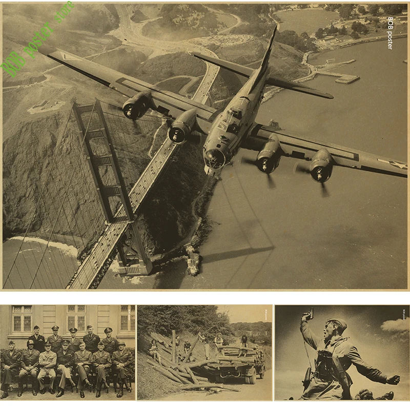 

World War II Plane classic Photo vintage poster retro wall sticker print painting cafe bar home decoration posters