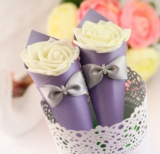 

50PCS Wedding Events Party Supplies Christmas Valentine's Gift Wedding Favors Candy Boxes Candy Bag Bride Baby Shower With Bows