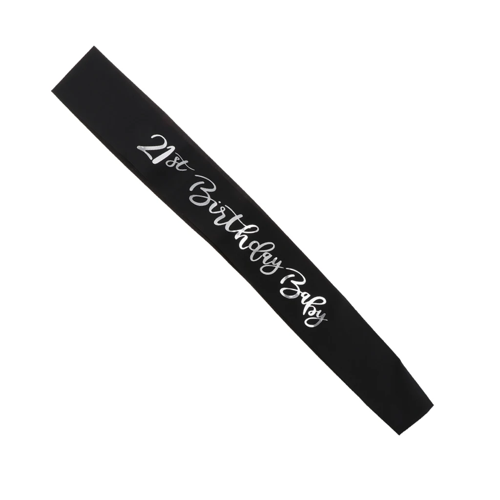 21st Birthday Baby Glitter Satin Sash Princess Happy Birthday Party Celebration Supplies adult Party Decoration Gift Black Pink 