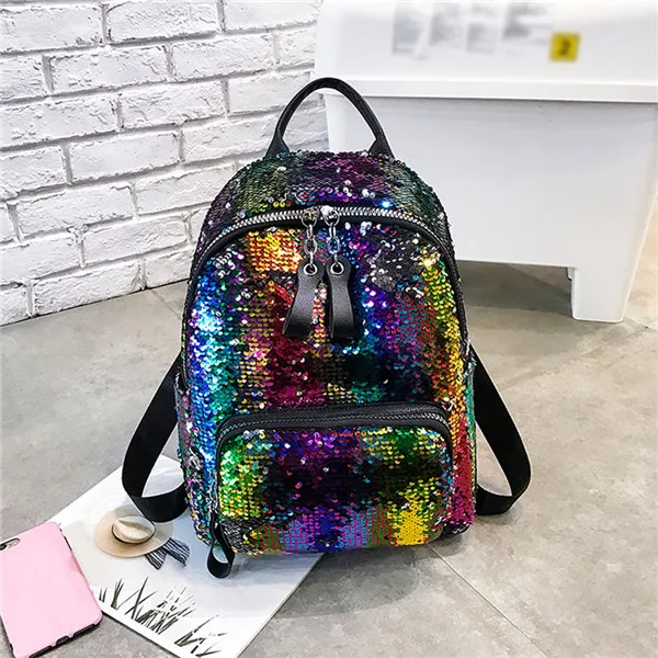 Maison Fabre Backpack Women Sequin Hit Color School Bag Backpack Student Satchel Travel Bag Backpack Mochila de dama