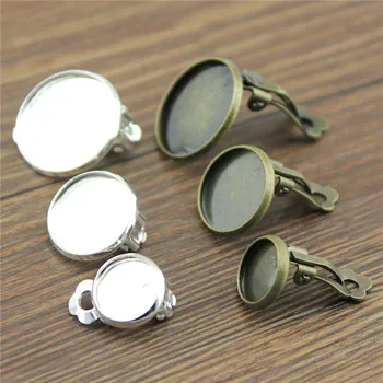 

10pcs Ear Clips Earrings, Clip Earring Base Setting, 2 Colors DIY Earring Findings Fit 10mm ~ 20mm Glass Cabochons