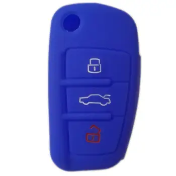 

1X Remote Key Cover Key Skin for Audi Protective Silicone Case Shell 3 Buttons Remote Control Key Case Blue