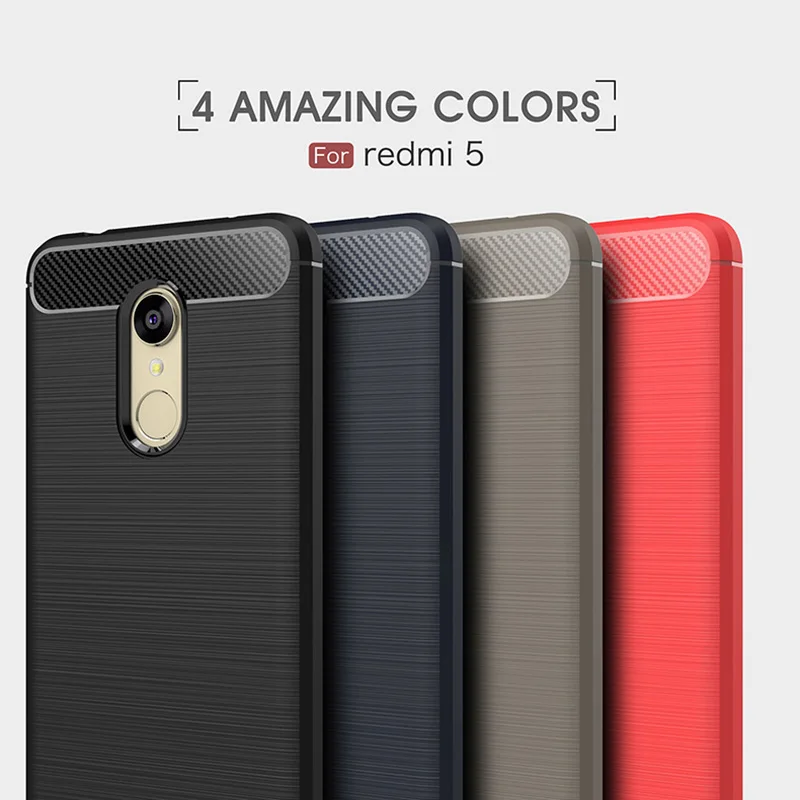 

1Pcs Luxury Mobile Phone Cases for XIAOMI Redmi5 Silicone Drop Protection Gel carbon fiber Soft Shell