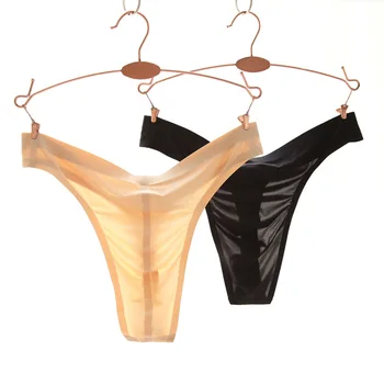 

Sexy Men Transparent Ice Silk Briefs G-string Free Breathing Male Smooth Ice Silk Thongs Underwear Low Waist Thong Gay Briefs