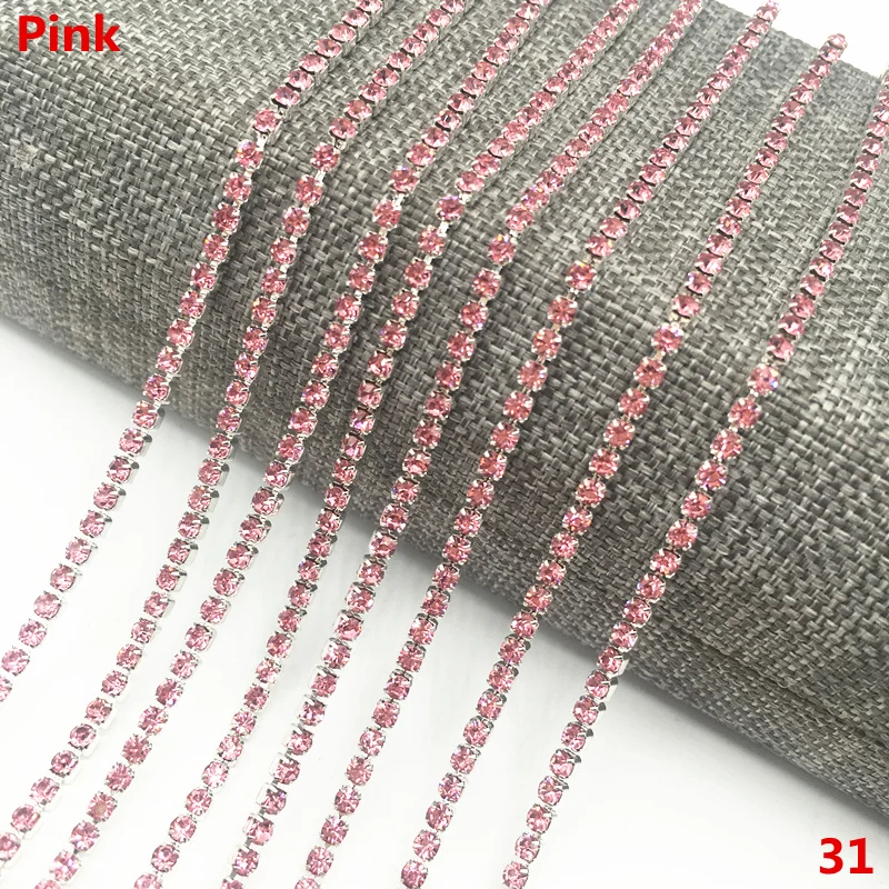 Wholesale 1 yard SS6(1.8-2.0mm) Cystal Rhinestone Trim Close Cup Chain Claw DIY Jewelry Making #31 | Украшения и аксессуары