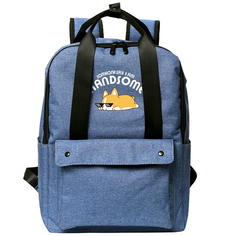 Женский школьный рюкзак в консервативном стиле с милой собачкой корги, сумка на плечо, Mochila Feminina