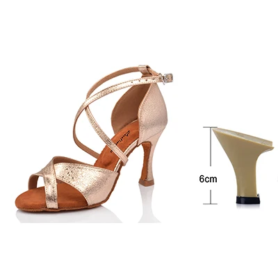Ladingwu/Новинка; обувь для латинских танцев; цвет оранжевый, золотистый, Серебристый; женская Обувь для бальных танцев из искусственной кожи; сандалии для сальсы; обувь для соревнований - Цвет: Golden 6cm