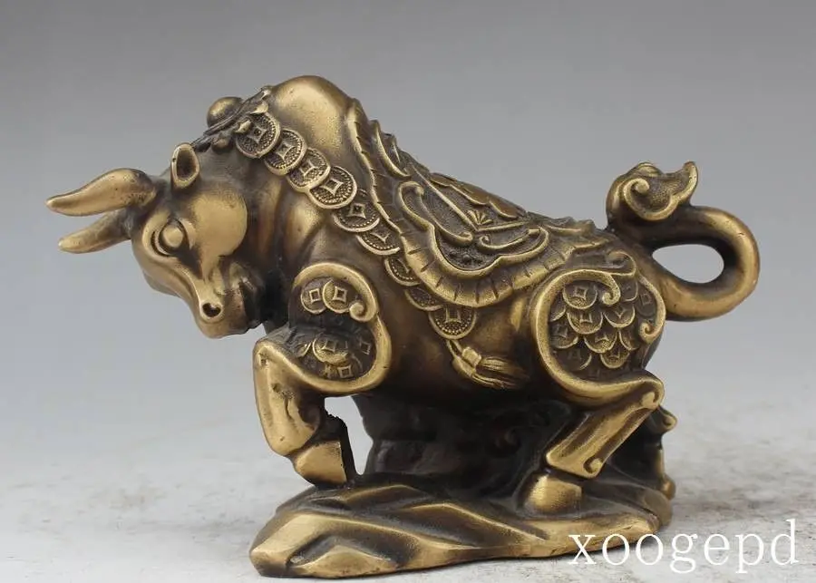 Christmas Marked China Fengshui Bronze Zodiac Year Bull Bullfighting