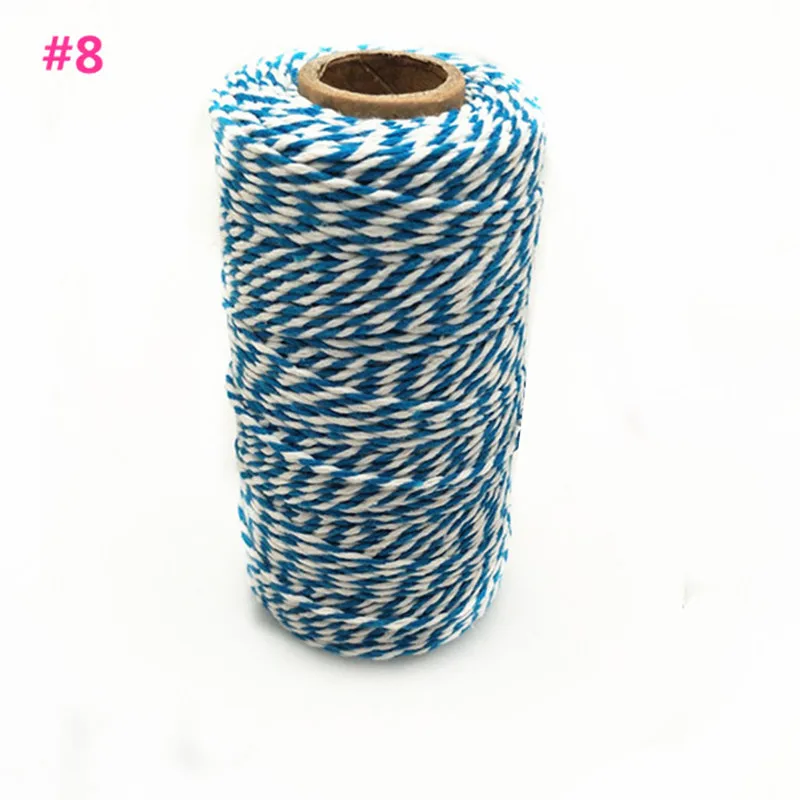 Лидер продаж 1 рулон 100 м двойной цвет хлопок Бейкер веревка шпагат для ручной работы аксессуары Рождественское украшение, подарок DIY упаковка 5BB5584 - Цвет: lake blue
