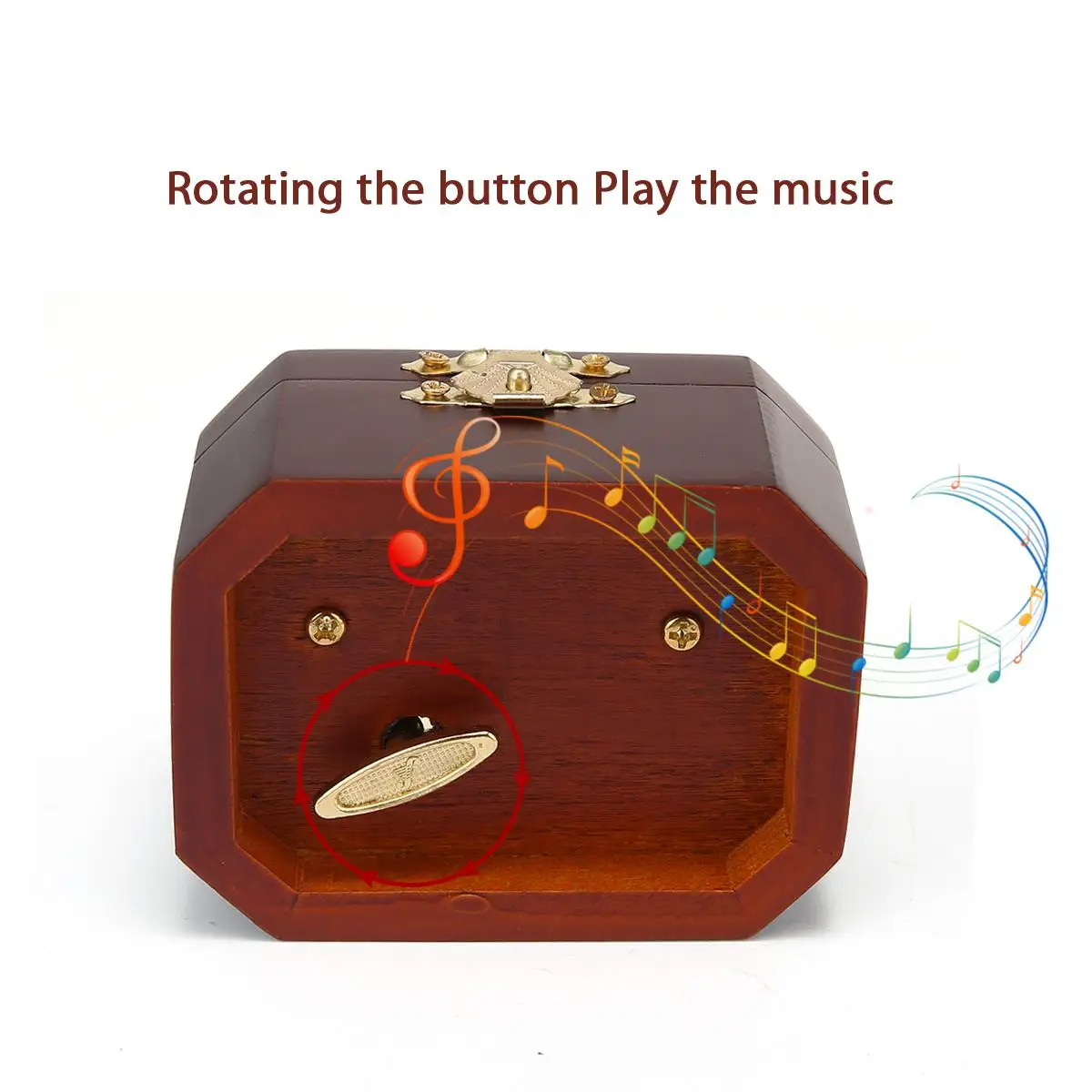 Caja de música clásica de madera Retro grabado reloj Vintage Octagonal manivela exquisita caja de música Retro para regalos de Chirstmas