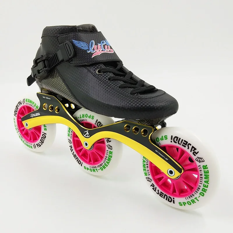 LUTU جديد الجليد سرعة أحذية التزلج الطفل الرجال الأسطوانة تزلج أحذية الكبار النساء مضمنة حذاء كبير عجلات الكربون كامل المهنية