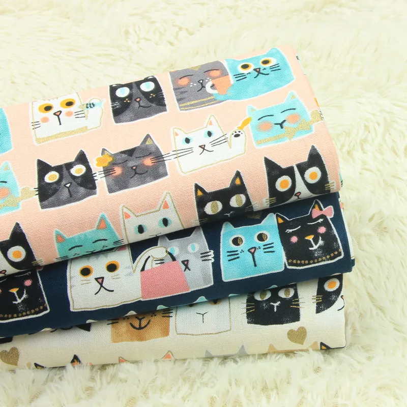 Половина двор импорт утолщаются хлопчатобумажная ткань японский мультфильм свинка с принтом кота, ручной DIY рот золото посылка мешок ткани A796