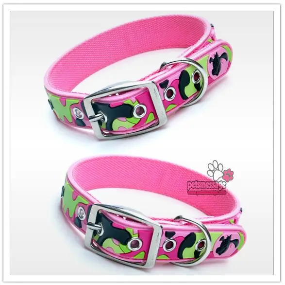Dogs Collar Leash Camouflage Pink Collar for Small & Large Dogs Pets Rubber Nylon Leather Dogs