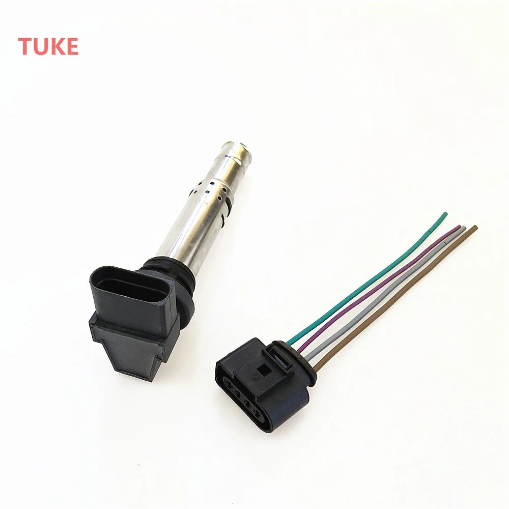 TUKE Spark Plug Ignition Coils + Connection Harness Adapter For VW Polo