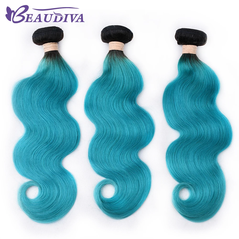 Beaudiva бразильский объемная волна комплект 3 шт. 10-24 дюйм(ов) ов) T1B-TURQUOISE 100% натуральные волосы плетение комплект s remy волосы расширения