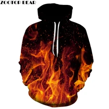 Толстовки с принтом огня, мужские и женские толстовки, пальто с капюшоном, уличная одежда, спортивные костюмы, 3d Карманный пуловер, забавный, 6XL, Прямая поставка, ZOOTOP BEAR