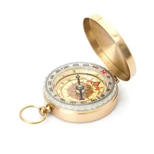 Luminous High-end Pocket Watch Pure Copper Flip Camping Compass Portable Outdoor Multi-function Metal Measuring Ruler Tool