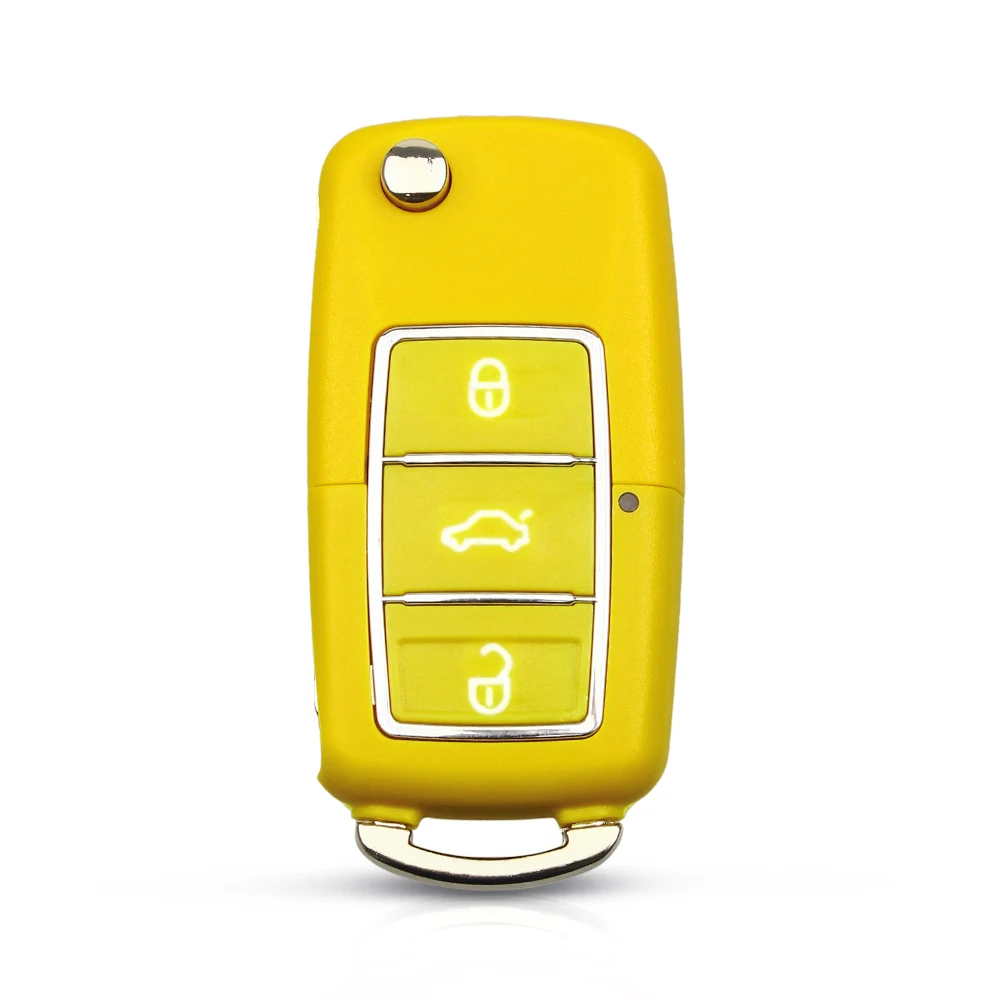 Dandkey флип Автомобильный ключ чехол для Фольксваген Шкода сиденье гольф ПАССАТ поло 3 кнопки складной дистанционный ключ чехол Uncut HU66 лезвие - Название цвета: Цвет: желтый