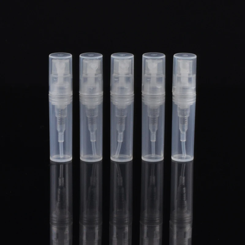 

Free Shipping 14 Pieces/lot 2ml Mini Plastic Perfume Sprayer Sample Bottles With Pump Spray Atomizer Containers For Cosmetics