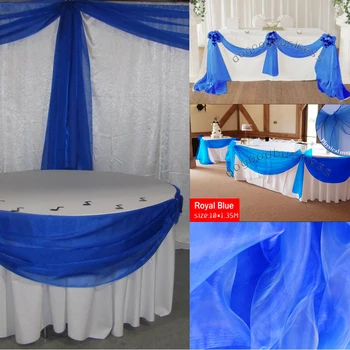 

Royal Blue 10M*1.35M Sheer Organza Swag Fabric wedding Party Supplies decoration Home Textiles by free shipping with high qualit