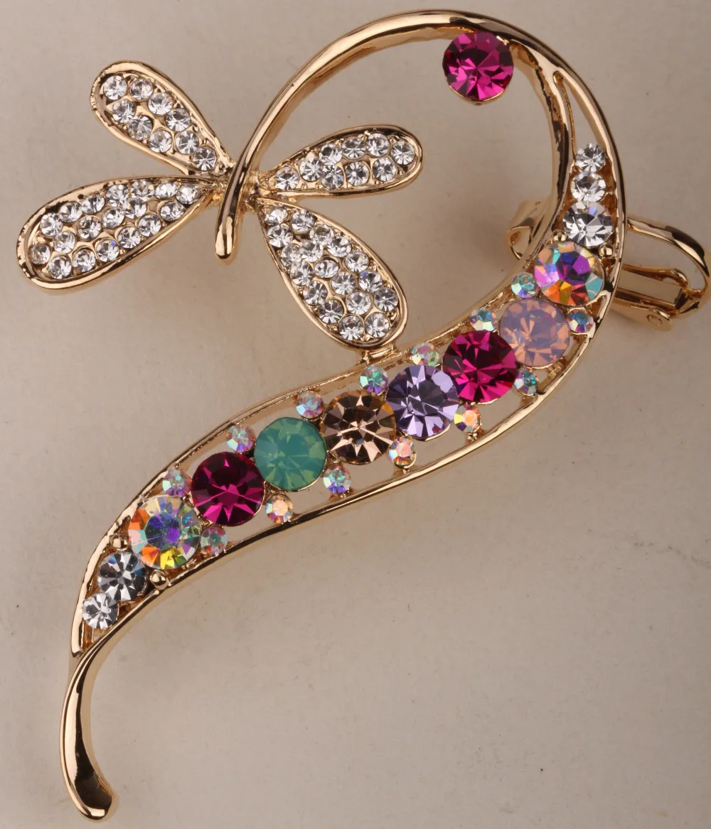 Dragonfly left ear clip wrap cuff earrings gold silver color australian
