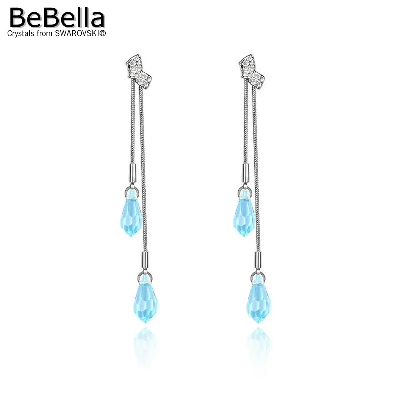 Женские Висячие серьги BeBella прозрачные висячие с кристаллами Swarovski модные