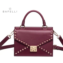 BAFELLI Новое поступление, сумка через плечо из спилка, винтажная сумка через плечо с заклепками, сумка через плечо, карамельный цвет, женская сумка