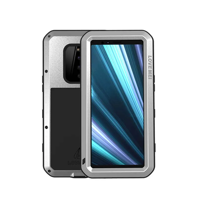 

Aluminum Metal Armor Case Shockproof Rugged Full Body Cover Phone Case Cover For Sony Xperia 1 6.5 inch With Glass Covers KS0161