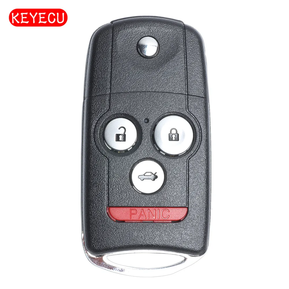 

Keyecu Flip Remote Key Fob 4 Button 313.8MHz ID46 Chip for Acura MDX RDX 2007-2012 FCC ID: N5F0602A1A