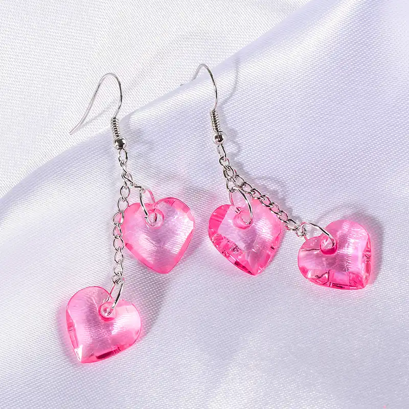 SHUANGR Fashion Heart Shape Pink color Bohemia jewelry Long Earrings dangle  earrings For Women Ladys gift brincos|dangling earrings for women|earrings  dangledangle earrings - AliExpress