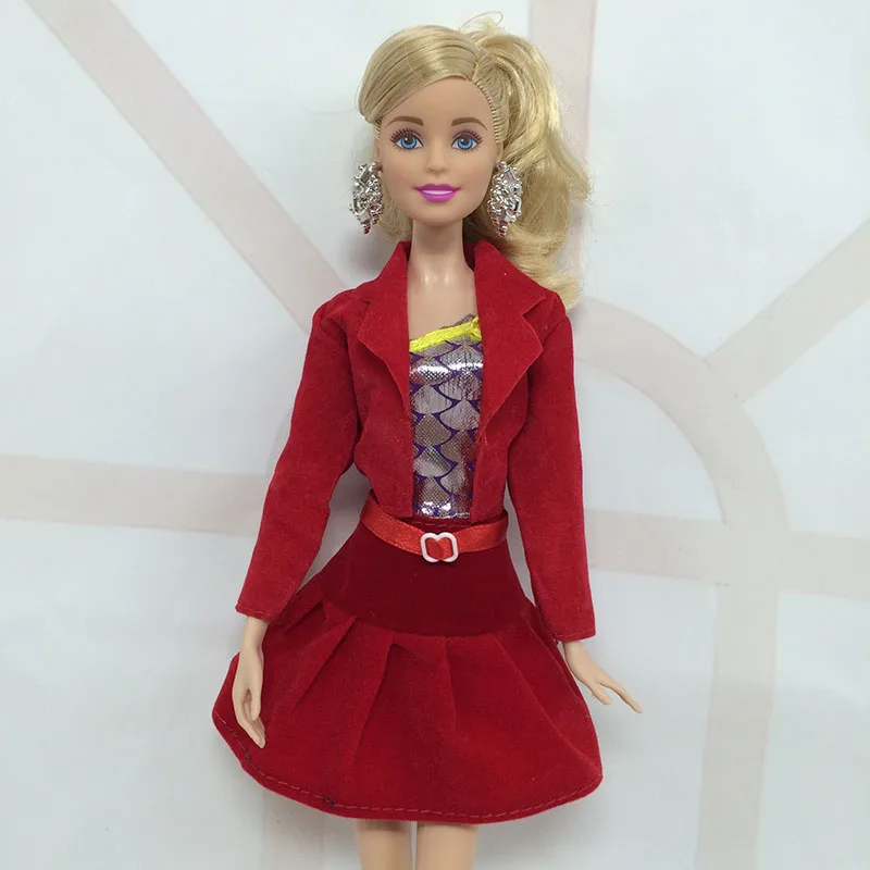 New Arrive 1 X Red Doll Handmade 3 Parts Suit Coat Clothes font b Dress b