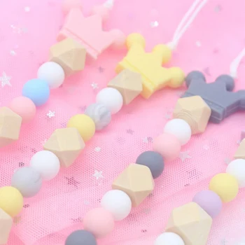

Cute Infant Silicone Pacifier Chain Nipple Clip Baby Anti-drop Chain Silicone Bead Chain