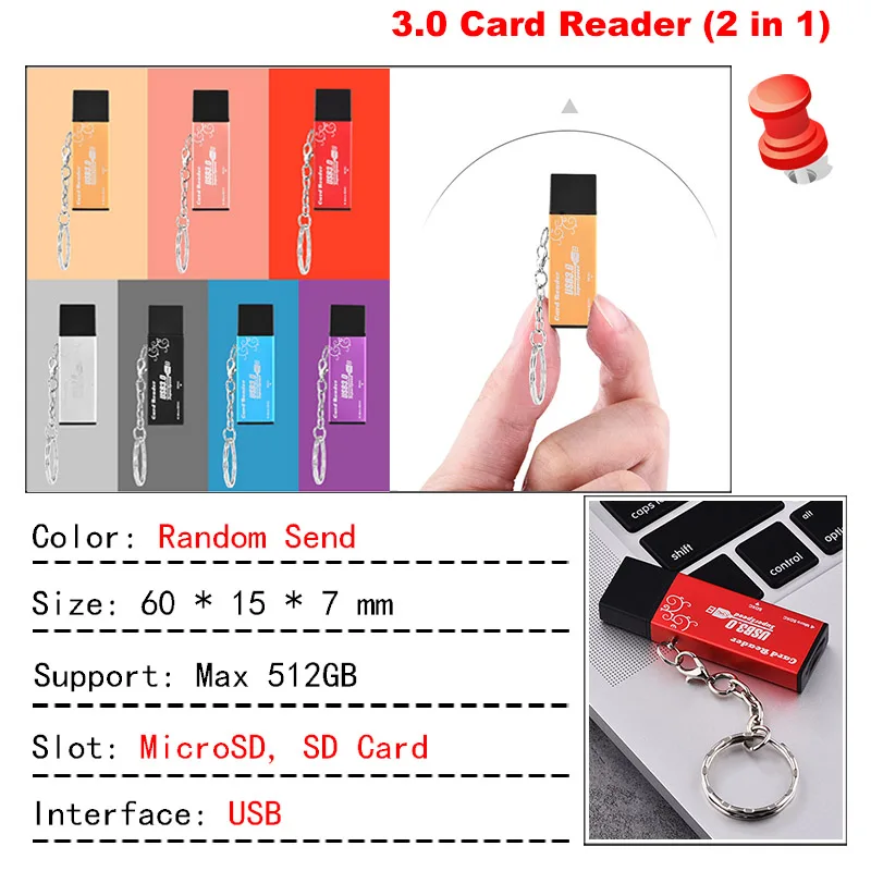 Картридер куман 3,0 USB Интерфейс с Micro SD TF слот для карты SD карты флэш-памяти Reader YY301 Малый