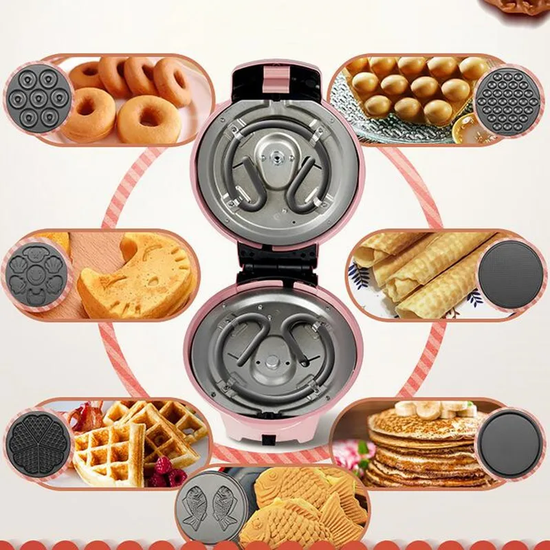 220V Multifunctional Electric Cake Maker Waffle Donut Crepe Baking