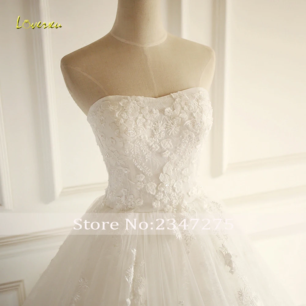 Loverxu Vestido De Noiva без бретелек бальное платье Свадебные платья Элегантные аппликации из бисера суд Поезд Винтаж кружево свадебное