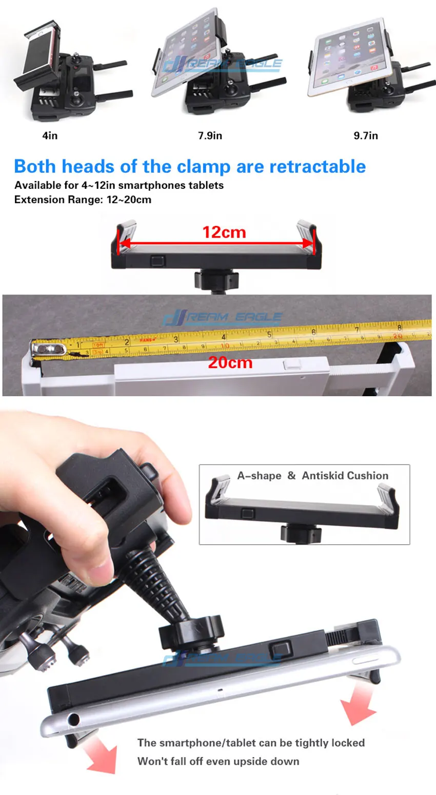 4-12in телефон держатель планшета пульт дистанционного управления расширенный держатель кронштейн для DJI MAVIC PRO& SPARK