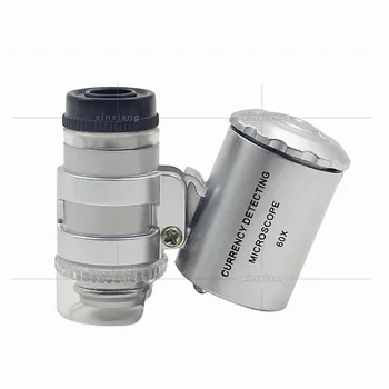 

60X Microscope with LED Lights Portable magnifier currency detecting microscope