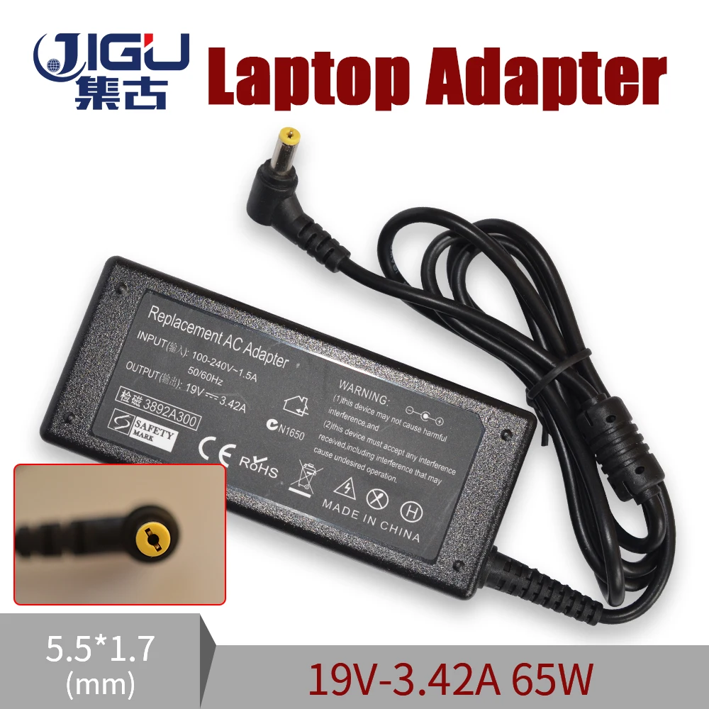 Replacement For Acer Laptop AC Charger Power Adapter 19V 3.42A 5.5 X 1.7MM 65w Input 100-240V free shipping