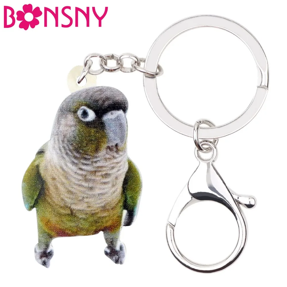 Bonsny акриловые милый зеленый-Чик Conure птица подарочная упаковка кольца украшения со стразами в виде животных для Для женщин подарок для девочек украшения