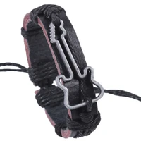 UBEAUTY пеньковые веревки плетеный Шарм в виде гитары браслет человек гитара шаблон браслет сплав воловья кожа браслет черный коричневый цвета - изображение