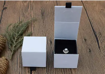 

120pcs/lot White Ring Box with top and bottom5.3*5.5*4.5CM Ring Earring Boxes Jewelry Packaging Display Carrying Case Gift Boxes