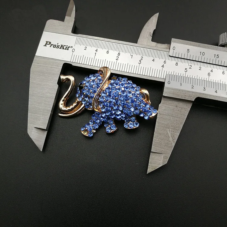 

10pcs/lot Blue Rhinestone Gold Tone Christmas Elephant Pin Brooch Women Garment Scarf Accessories