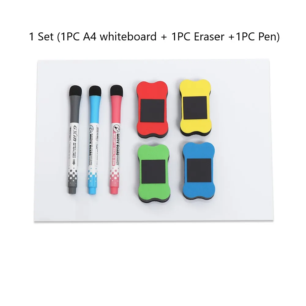 

1 Set A4 Flexible Fridge Magnetic Whiteboard Memo Reminder Board Pen Magnet Eraser Writing Tools Office School Stationery