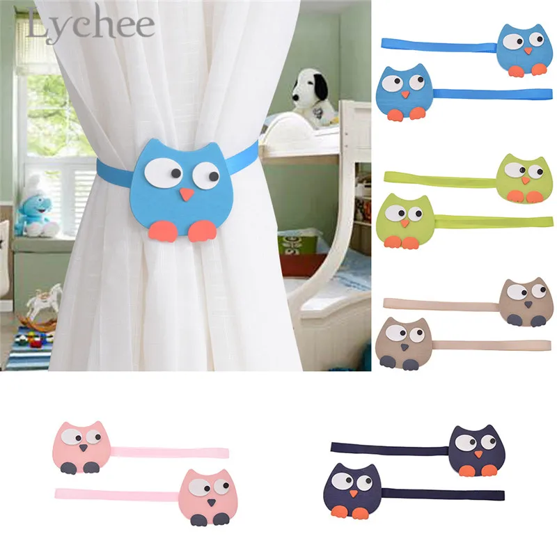

Lychee 1 Pair Cartoon Owl Design Curtains Tiebacks Kawaii Magnetic Curtain Buckles Home Curtain Accessories