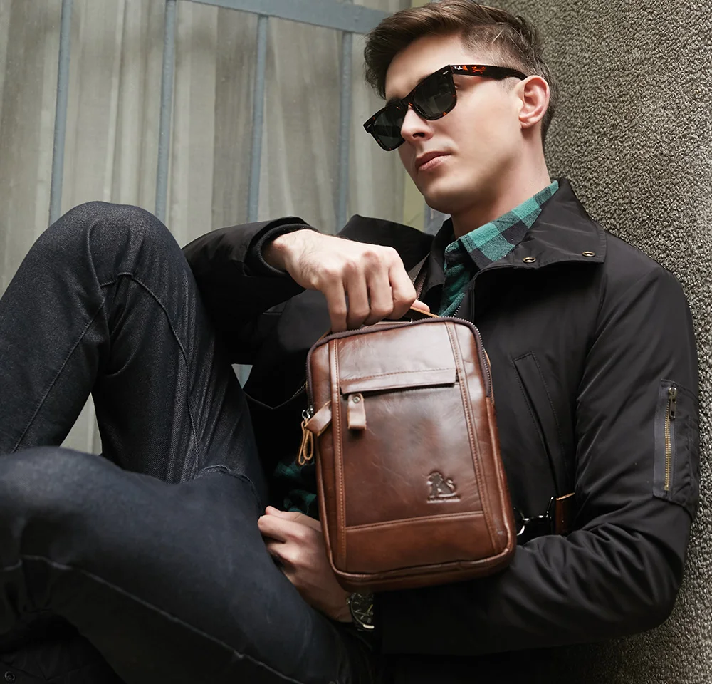 Genuíno dos homens Homens Saco Crossbody Pacote