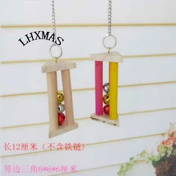 

2017 New Wood Pet Toys Parrot Toy Bird Bell Ball For Parakeet Cockatiel Chew Fun Cage Accessories D656