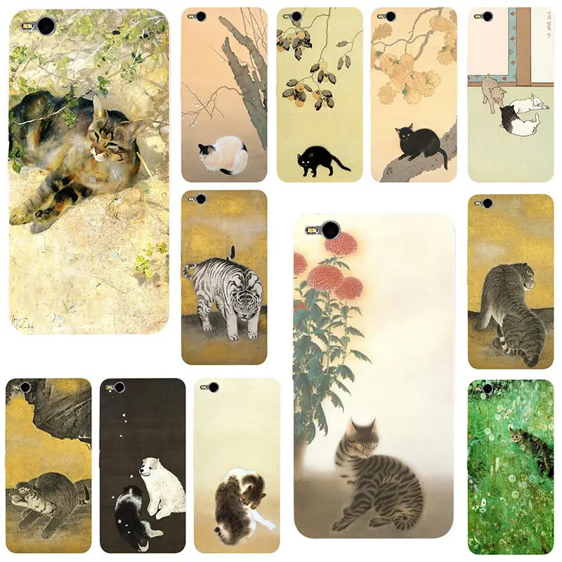 Cute Cat Oil Painting Soft Mobile Phone Cases for HTC One M7 M8 M9 M10 E9 Plus U11 A9 Desire 530 630 626 628 816 820 Shell |