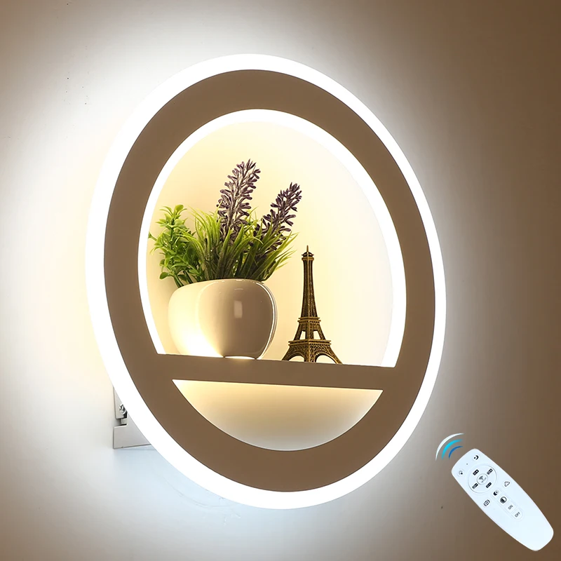 Comprar Lámpara de pared LED regulable 2,4G Control remoto moderno dormitorio decoración iluminación de pared luz de pared con flor y torre 29W