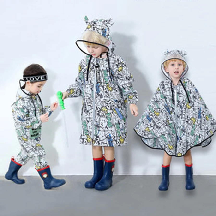 

Boy Children Raincoat Waterproof Poncho Girl Waterproof Kids Rain Coat Gear Cloak Capa De Chuva Infantil Raincoat Kids 40R004